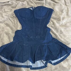 👖Denim Attitude Micro Mini Dress - Medium Wash